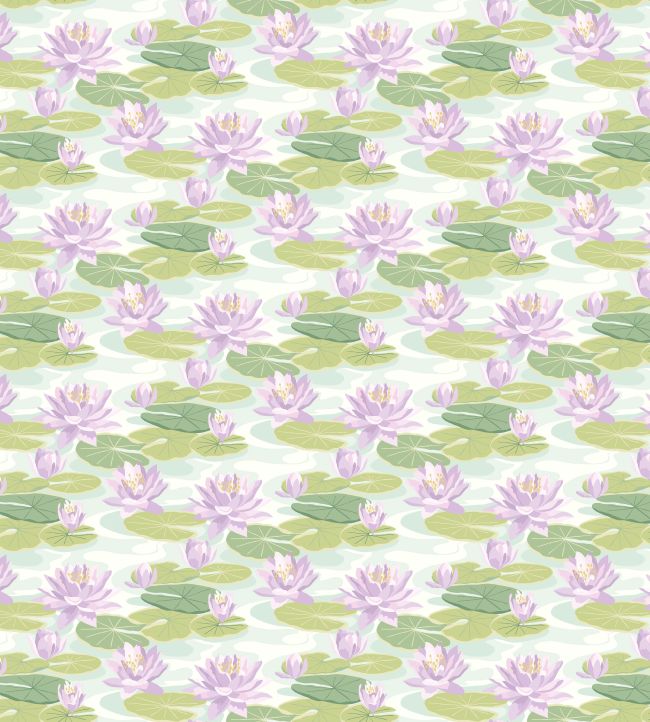 Waterlily Wallpaper by Ohpopsi Powder Blue & Lilac