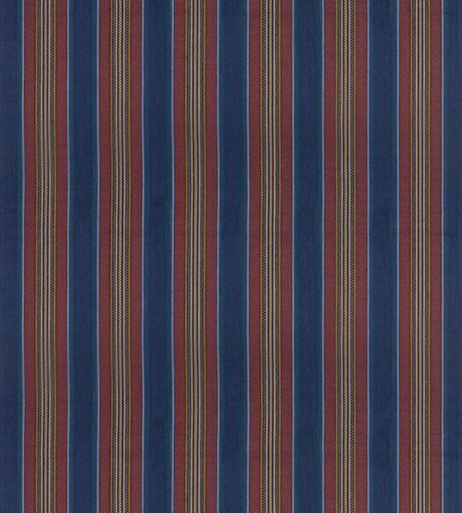 Westerly Stripe Fabric by Mulberry Home Indigo/Red