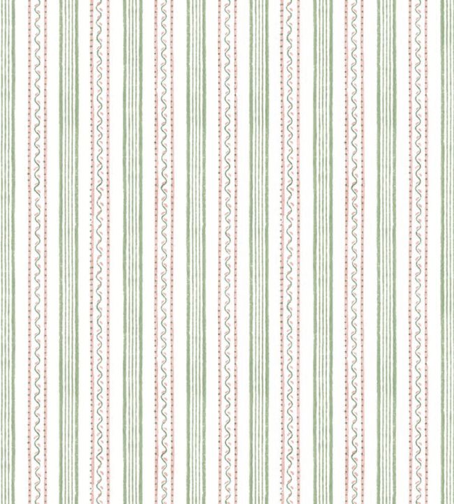 Wiggle Stripe Wallpaper by DADO 03 Green and Pink