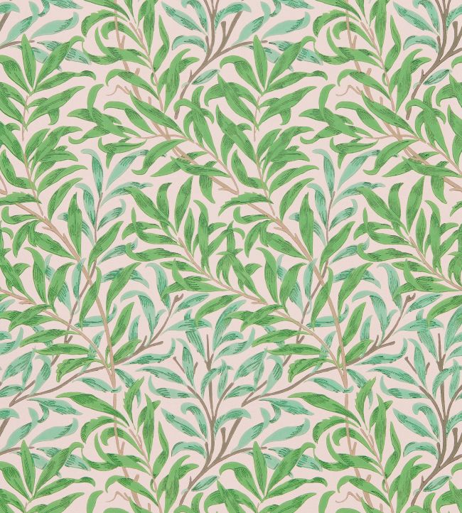 Willow Bough Wallpaper by Morris & Co Pink/Leaf Green