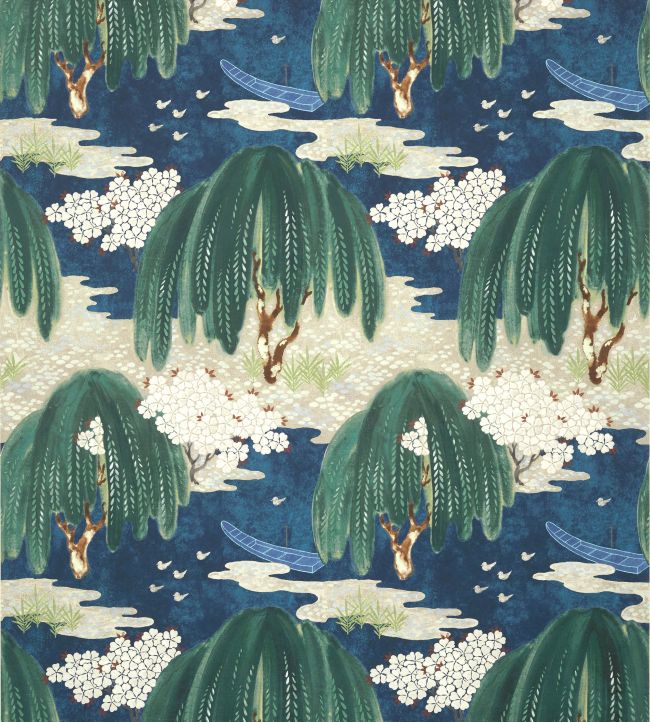 Willow Tree Wallpaper by Anna French Navy