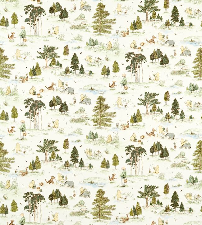 Winnie the Pooh Fabric by Sanderson Macaron Green