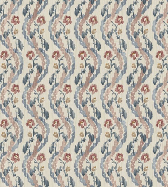 Winter Garden Fabric by Zoffany Indigo/Red
