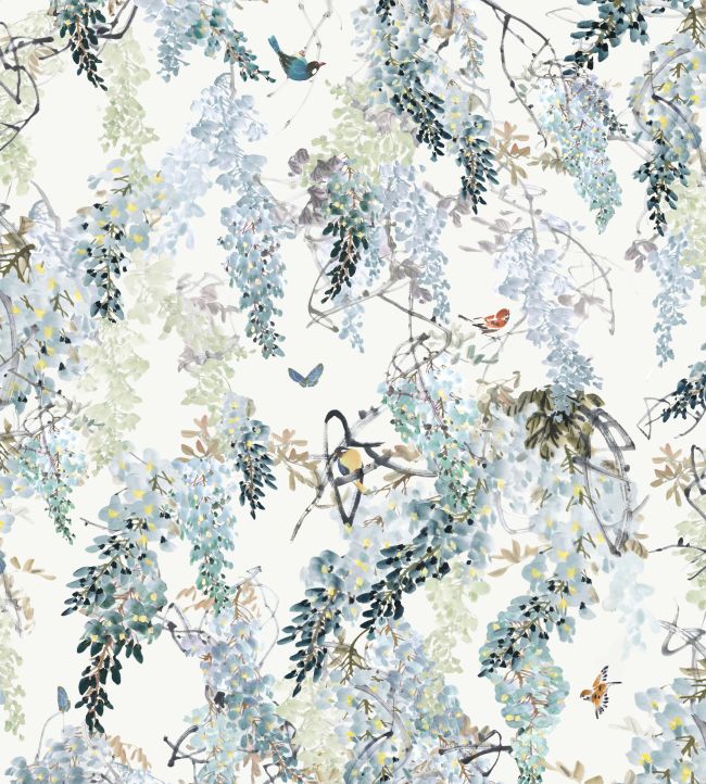 Wisteria Falls Wallpaper by Sanderson Aqua