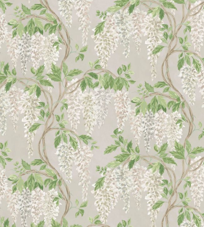 Wisteria Walk Wallpaper by Nina Campbell Stone/White/Green