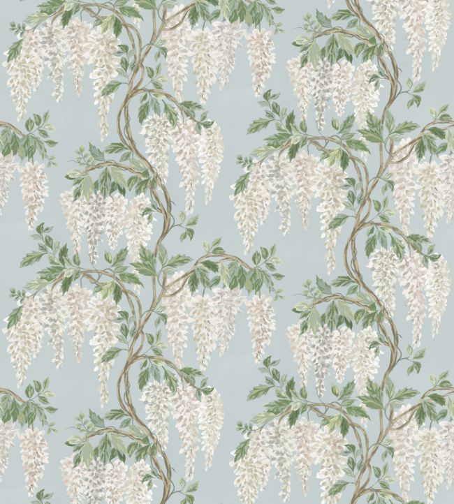 Wisteria Walk Fabric by Nina Campbell Aqua/Green