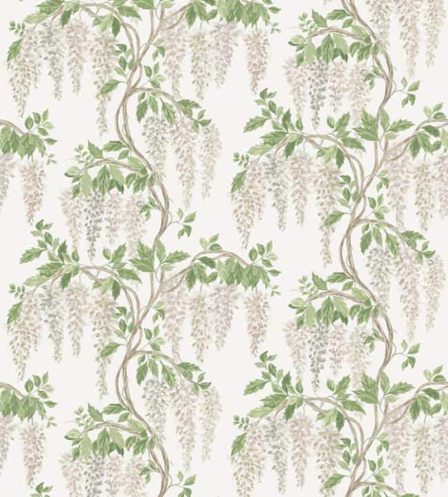 Wisteria Walk Fabric by Nina Campbell White/Green