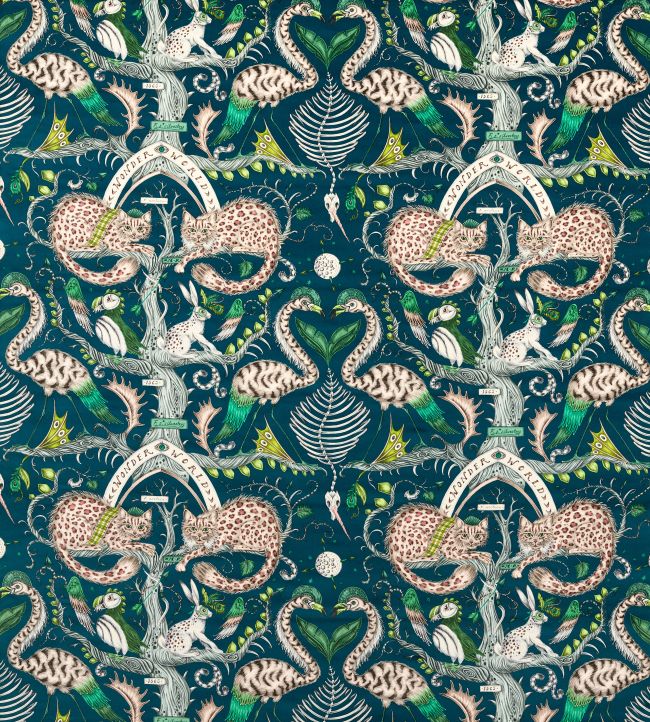 Wonder World Velvet Fabric by Clarke & Clarke Teal
