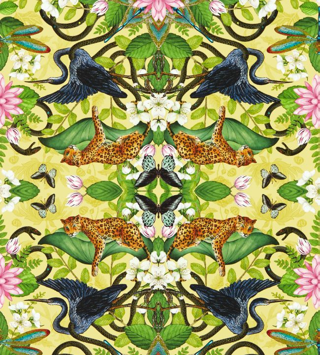 Wonderlust Tea Story Wallpaper by Clarke & Clarke Citron