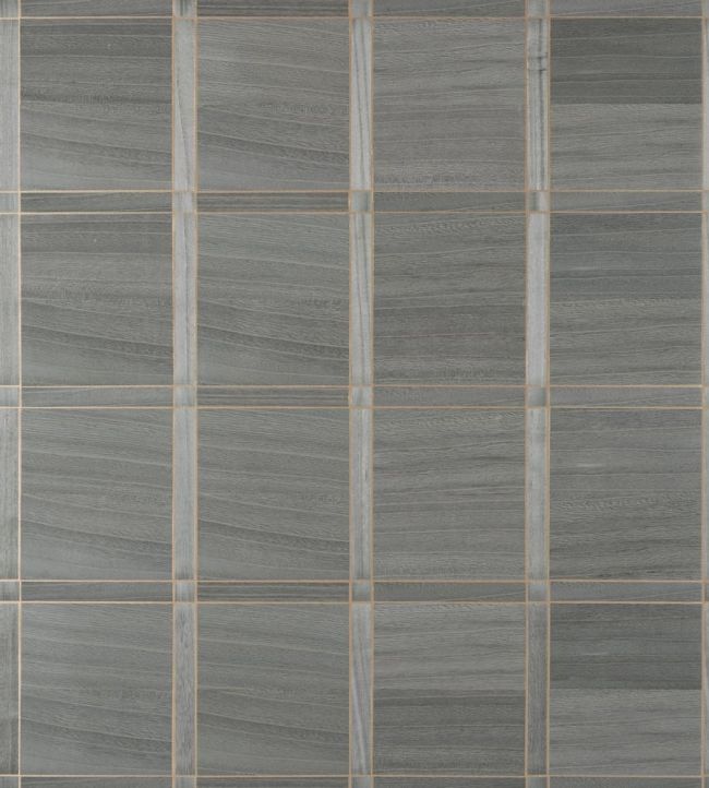 Wood Panel Wallpaper by Thibaut Charcoal and Metallic Gold