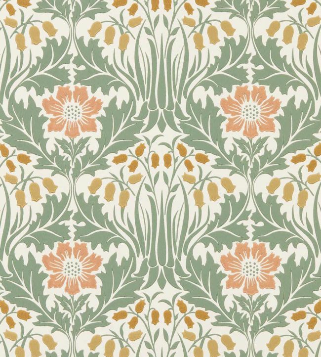 Woodbell & Anemone Wallpaper by Morris & Co Rose/Sage