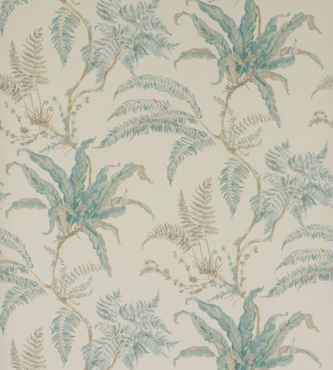 Woodfern Wallpaper by Colefax and Fowler Aqua