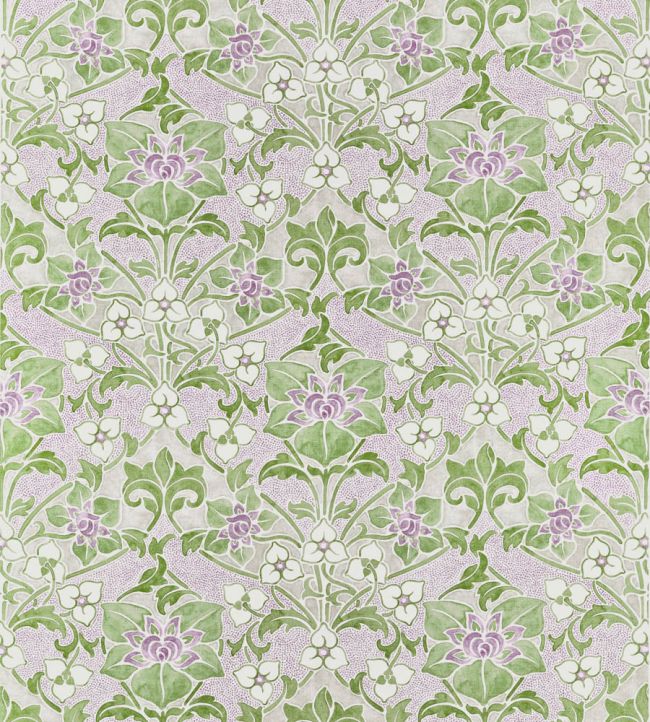 Woodford Fabric by Thibaut Lilac and Green