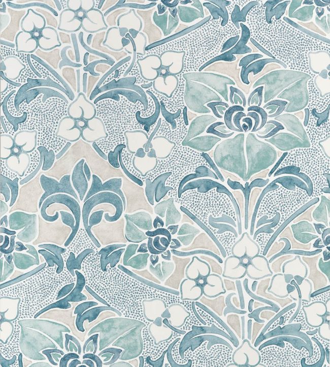 Woodford Wallpaper by Thibaut Spa Blue