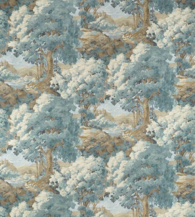 Woodland Clearing Fabric by Thibaut Spa Blue