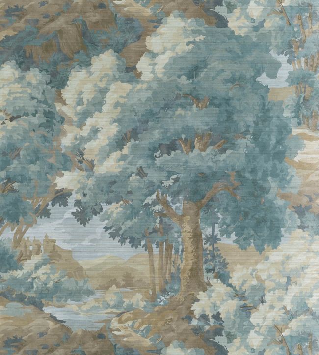 Woodland Clearing Wallpaper by Thibaut Spa Blue