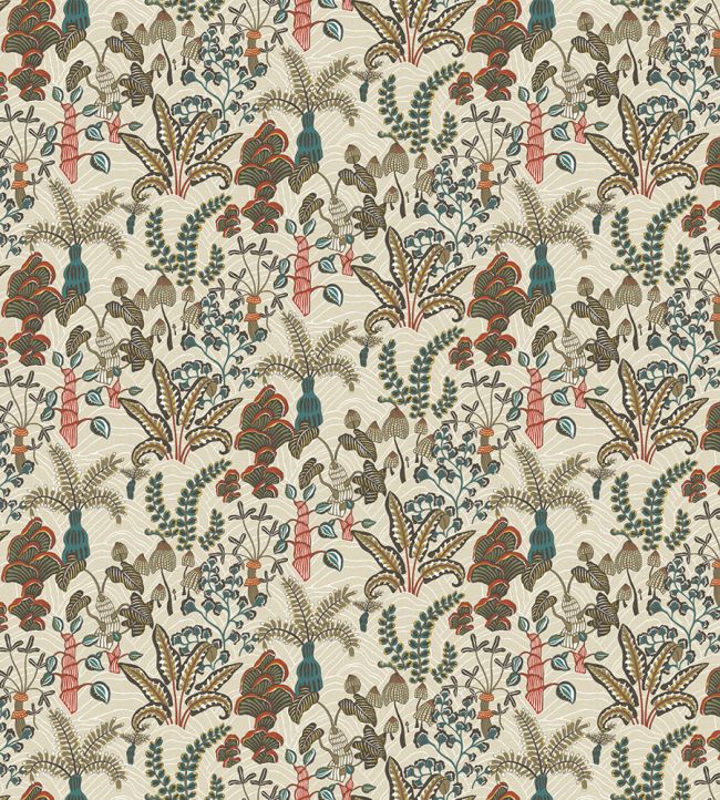 Woodland Floor Fabric by Josephine Munsey Stone and Teal