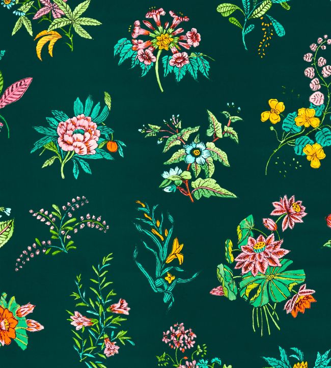 Woodland Floral Velvet Fabric by Harlequin Jade/Malachite/Rose Quartz