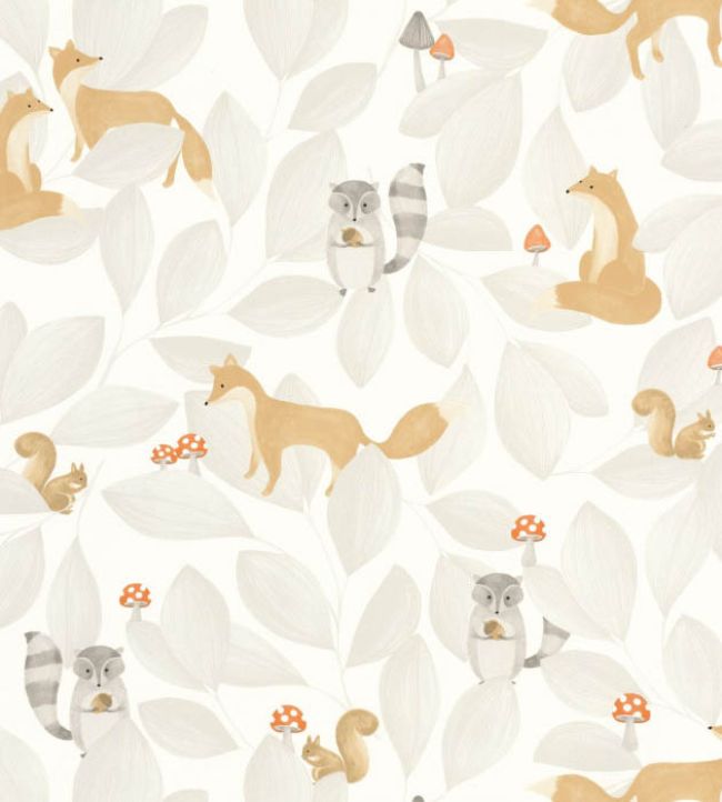 Woodland Friends Wallpaper by Casadeco Gris Duvet