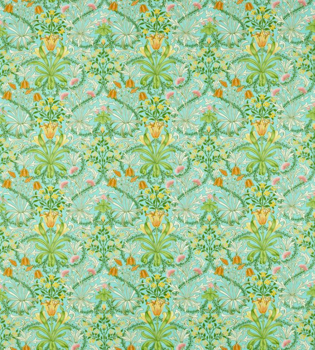 Woodland Weeds Fabric by Morris & Co Orange/Turquoise