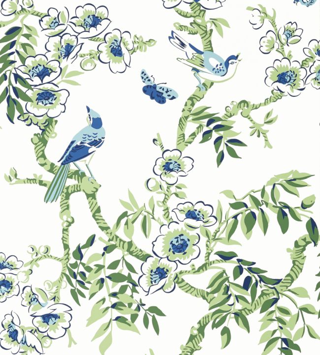 Yukio Wallpaper by Thibaut Blue and Green