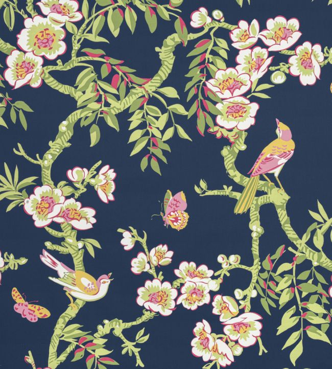 Yukio Fabric by Thibaut Navy and Pink