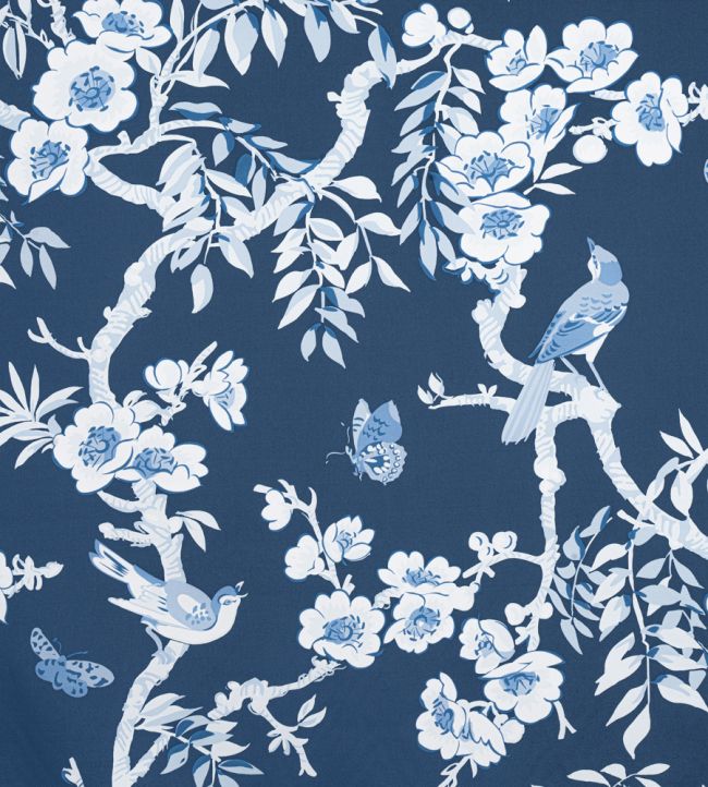 Yukio Fabric by Thibaut Navy and White