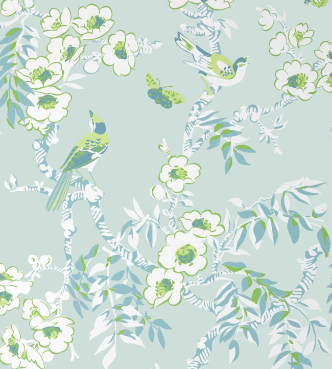 Yukio Wallpaper by Thibaut Spa Blue