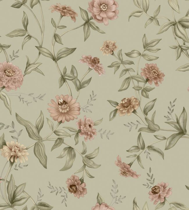 Zinnia Wallpaper by Borastapeter Soft Green