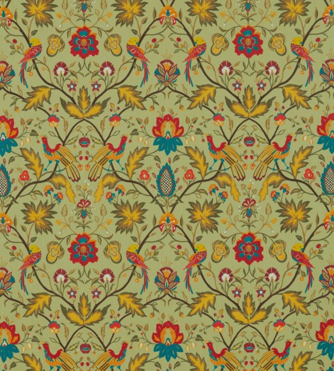 Oiseaux De Paradis Fabric by Zoffany Olivine