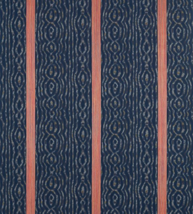 Lennox Stripe Fabric by Zoffany Indigo / Sunstone