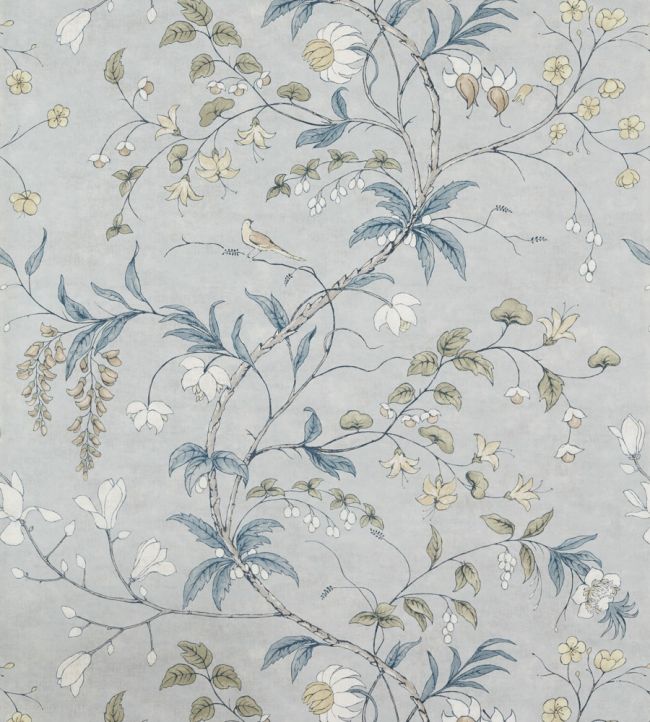 Chambalon Trail Wallpaper by Zoffany Mercury / Platinum Grey