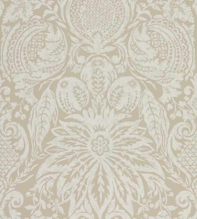 Mitford Damask Wallpaper by Zoffany Stone