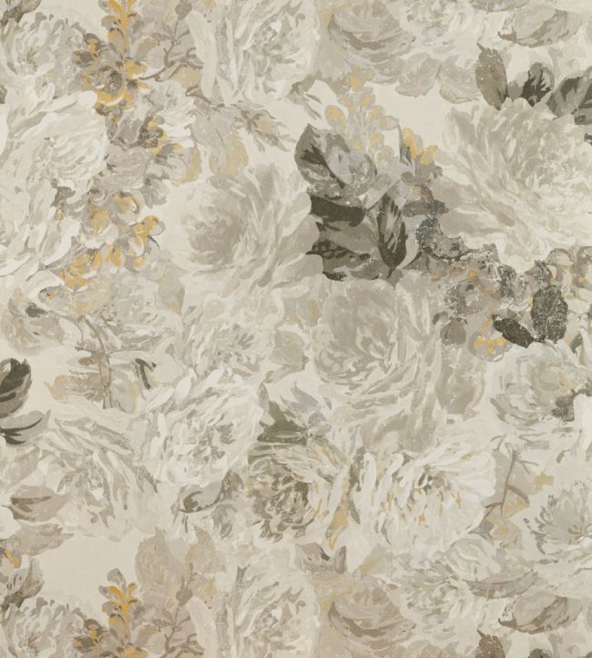 Rose Absolute Wallpaper by Zoffany Linen / Gold