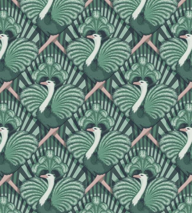 Zsa Zsa Wallpaper by Divine Savages Bottle Green