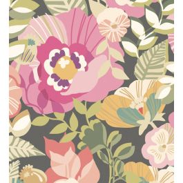 Poppies & Pansies Wallpaper in Vintage Rose by Ohpopsi | Jane Clayton