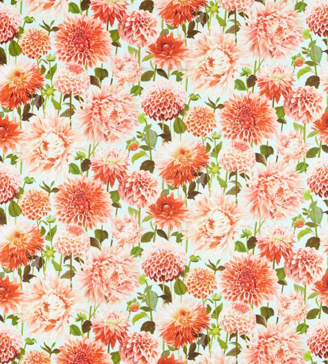 Dahlia Fabric in Coral / Fig Leaf / Sky by Harlequin | Jane