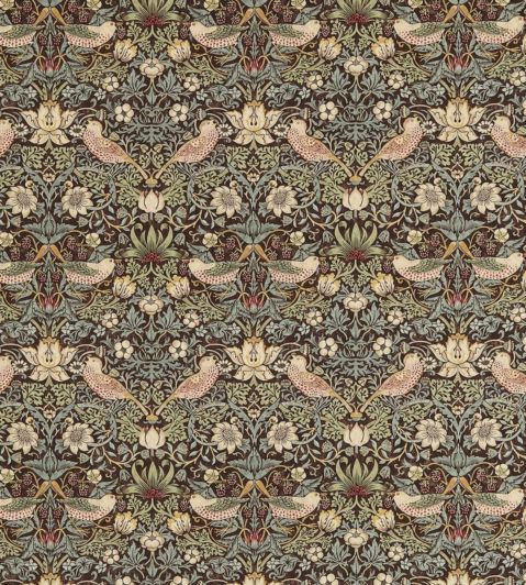 Strawberry Thief Fabric in Chocolate/Slate by Morris & co | Jane