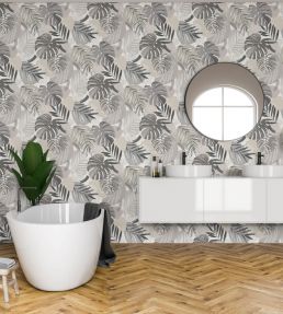 Abstract Jungle Wallpaper by Brand McKenzie Putty Grey