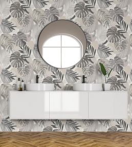 Abstract Jungle Wallpaper by Brand McKenzie Putty Grey