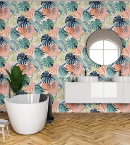 Abstract Jungle Wallpaper by Brand McKenzie Teal Blue