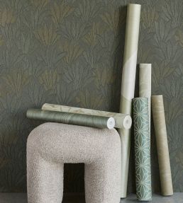 Abstract Palm Wallpaper by Eijffinger Dark Green