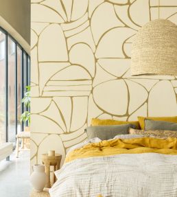 Abstract Pebble Mural by Eijffinger Yellow/Ocher