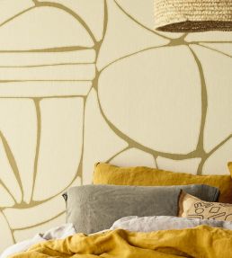 Abstract Pebble Mural by Eijffinger Yellow/Ocher