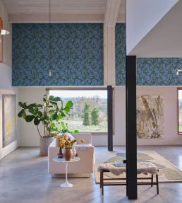 Adelaide Wallpaper by Farrow & Ball Chinese Blue / Railings