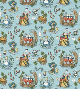 Alice in Wonderland Wallpaper by Sanderson Puddle blue