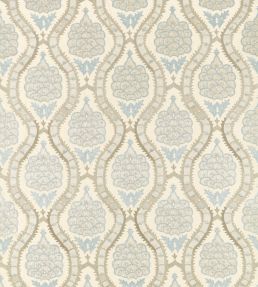 Anar Trellis Fabric by Zoffany Stockholm Blue / Platinum Grey