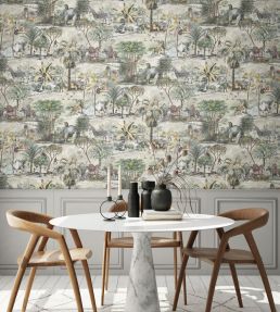 Animal Islands Wallpaper by Brand McKenzie Bamboo Green