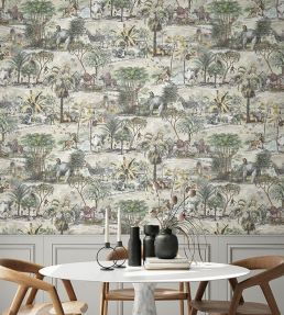 Animal Islands Wallpaper by Brand McKenzie Bamboo Green