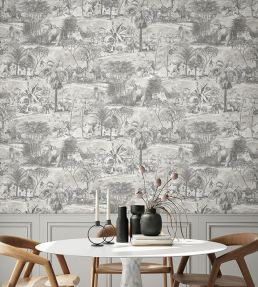 Animal Islands Wallpaper by Brand McKenzie Muted Grey